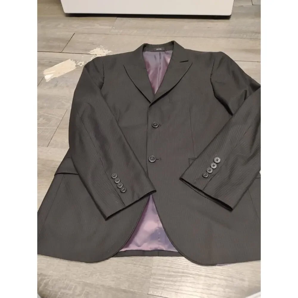 J. Ferrar Modern Fit Men’s 3-Piece Suit Jacket 38s & Pants 30x32 black Stripe JF